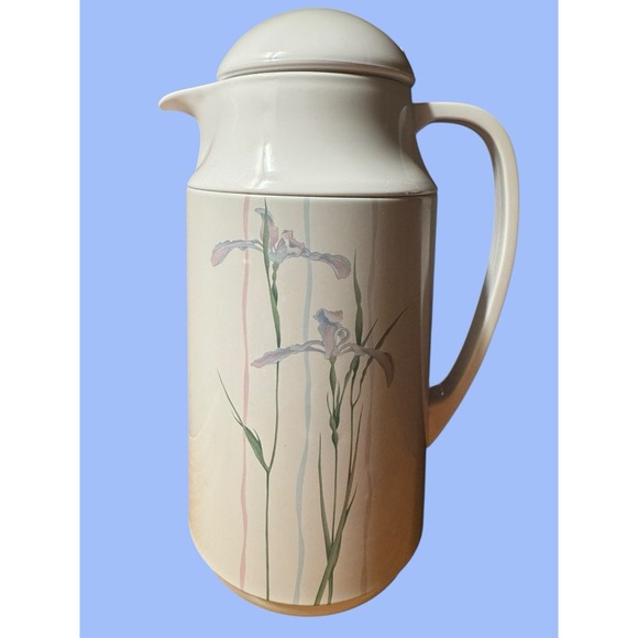 Corningware Other - Vintage Corning Shadow Iris Thermique 1 Qt Carafe & Lid Plastic/Metal Coffee Tea
